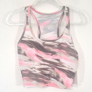 *NWT* CALVIN KLEIN PERFORMANCE Racerback Cropped Tank Pink/Brown/White, size L